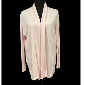 TOMMY HILFIGER Women's Soft Pink Blush Open Knit Cardigan Sweater Sz S/P